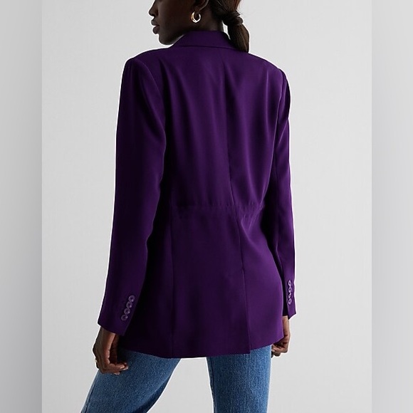 Express Stylist Cinch Waist Boyfriend Blazer - PURPLE - Medium - Picture 2 of 15